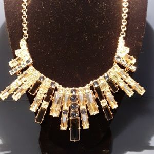 Blue Rhinestone Statement Necklace 18-21"